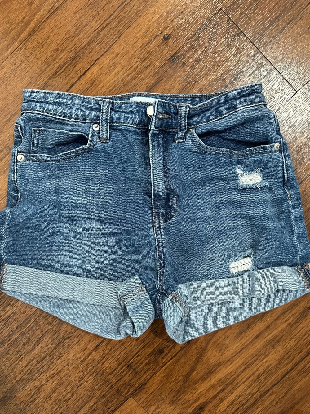 Abound Dark Blue Distressed Denim Cuffed Shorts